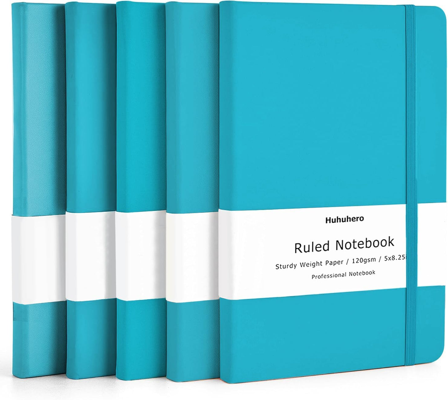 Huhuhero Notebooks Journal, Ruled Notebook, Premium Thick Paper Lined Journal, Black Hardcover Notebook for Office Home School Business Writing Note Taking Journaling, 5"×8.25" (5, Teal)