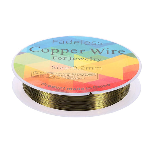 HARFINGTON 82ft Jewelry Wire, 32 Gauge (0.2mm) Brass Craft Soft Metal Tarnish Resistant Copper Beading Wire for Jewelry Making Supplies Crafting, Ancient Blue