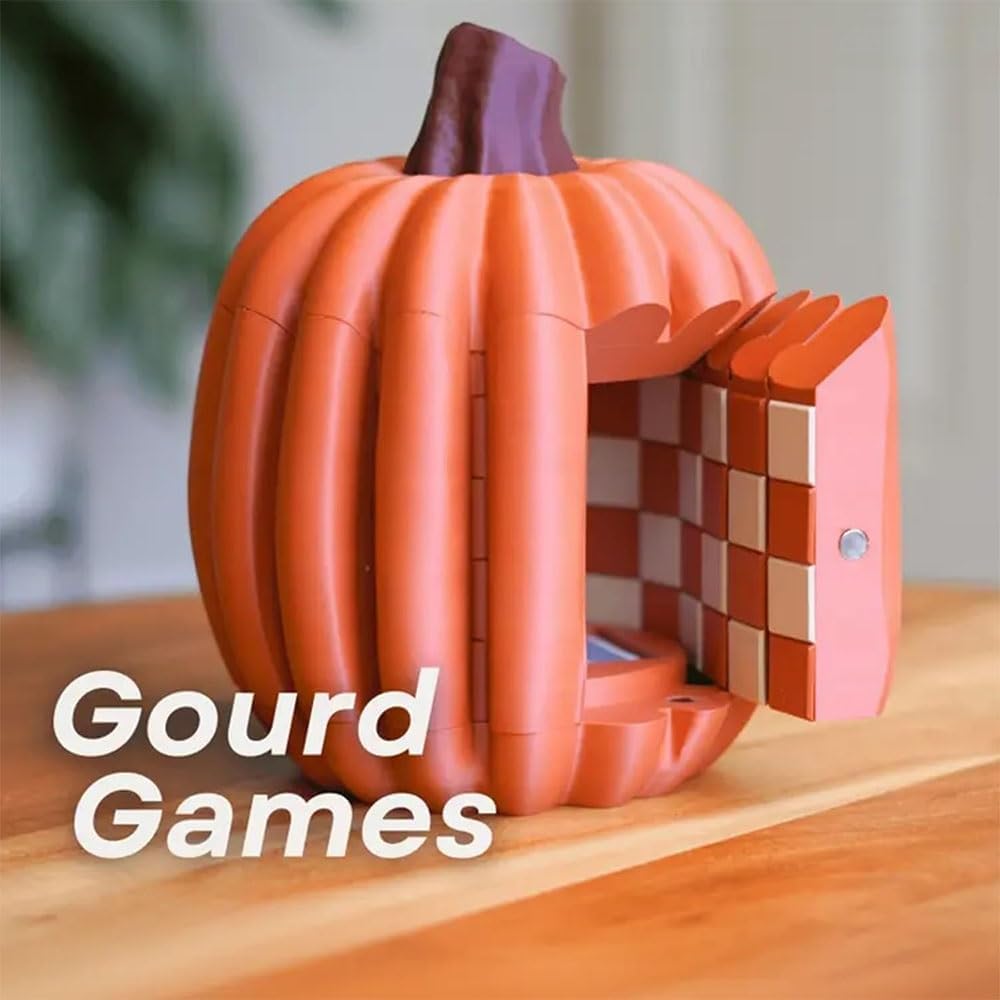 Pumpkin Board Game Set,Magnetic Pumpkin Chess Expansion Pack Gourd Games,3D Printing Portable Checkers with Checkers Board,Dice Tower,Card Storage,Dice Storage,and Boards,Christmas Decor Gift(#1)