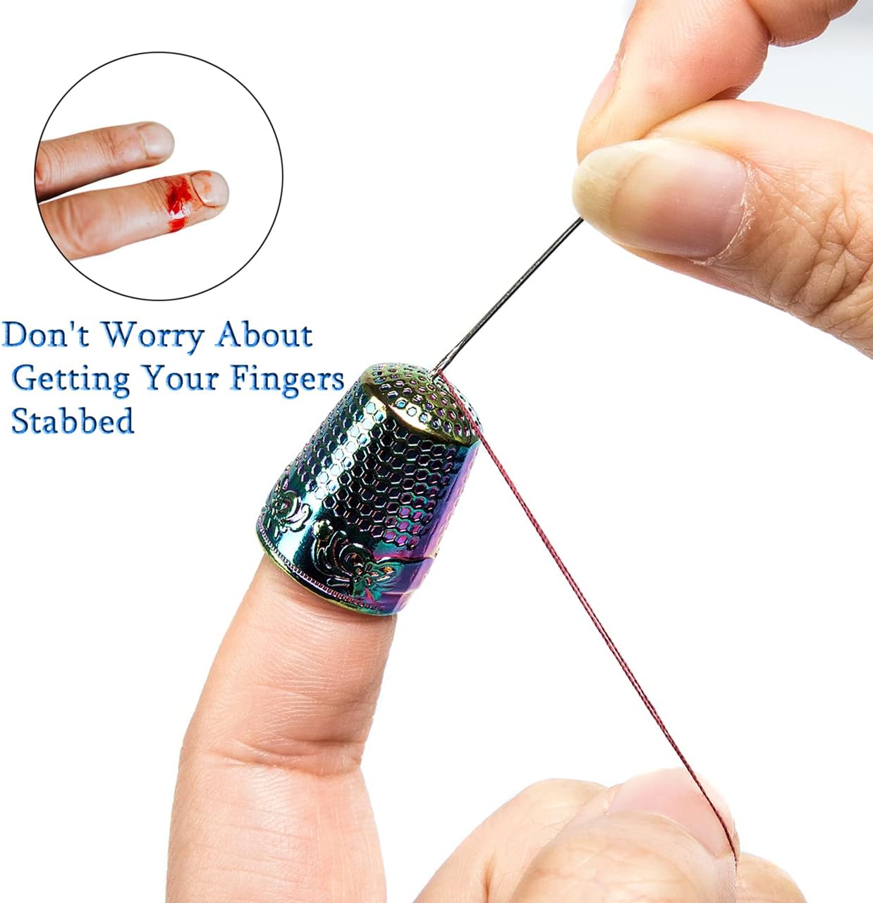 ZESION 4Pcs Sewing Thimbles, Metal Thimbles for Hand Sewing Finger Protector, Quilting Craft Accessories for Knitting Needlework DIY Tools, Dazzling