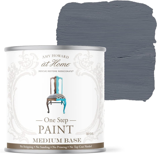 AMY HOWARD AT HOME Chalk-Based One Step Paint for Furniture, Cabinetry, Decor, Finish, and More | No Stripping, Sanding, or Priming | Medium Base | 32 Ounce | Vanderbilt Gray