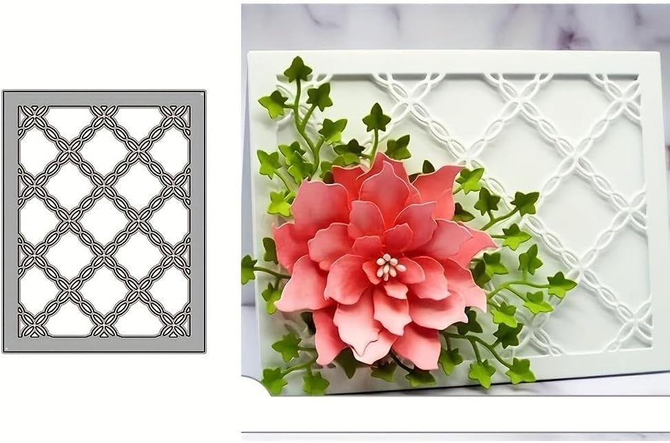 Lapoo Geometric Cutting Die for Scrapbooking - Durable, Cut Stencils for DIY Scrapbook Photo Album Decorative Paper Card, Card Making Supplies (Grid 5.6 x 4.4 in)