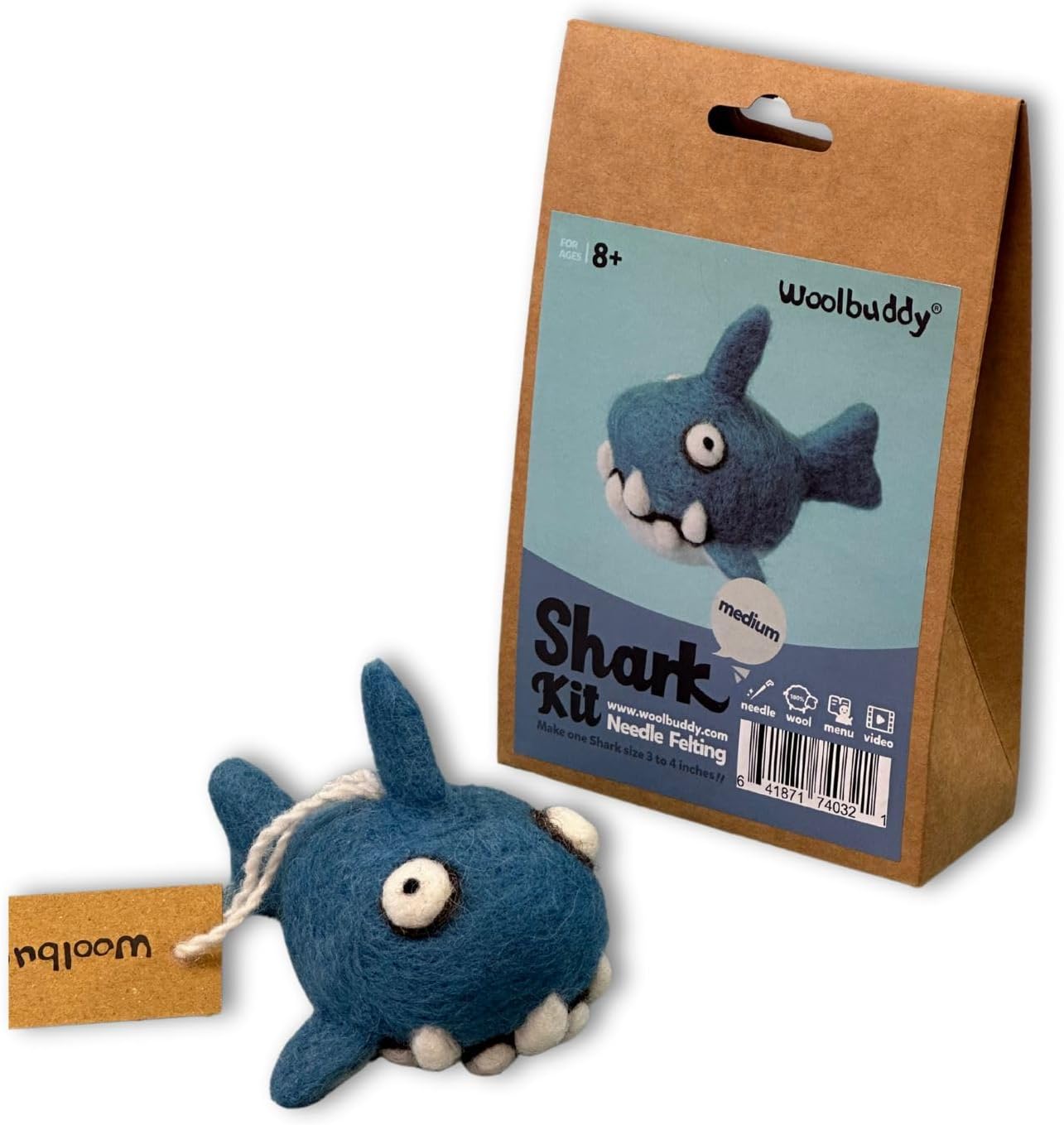 Woolbuddy Needle Felting Kit for Beginners Adults, Shark Sea Animal Project, Includes Tools, Supplies, and Instructions for Easy DIY Crafts