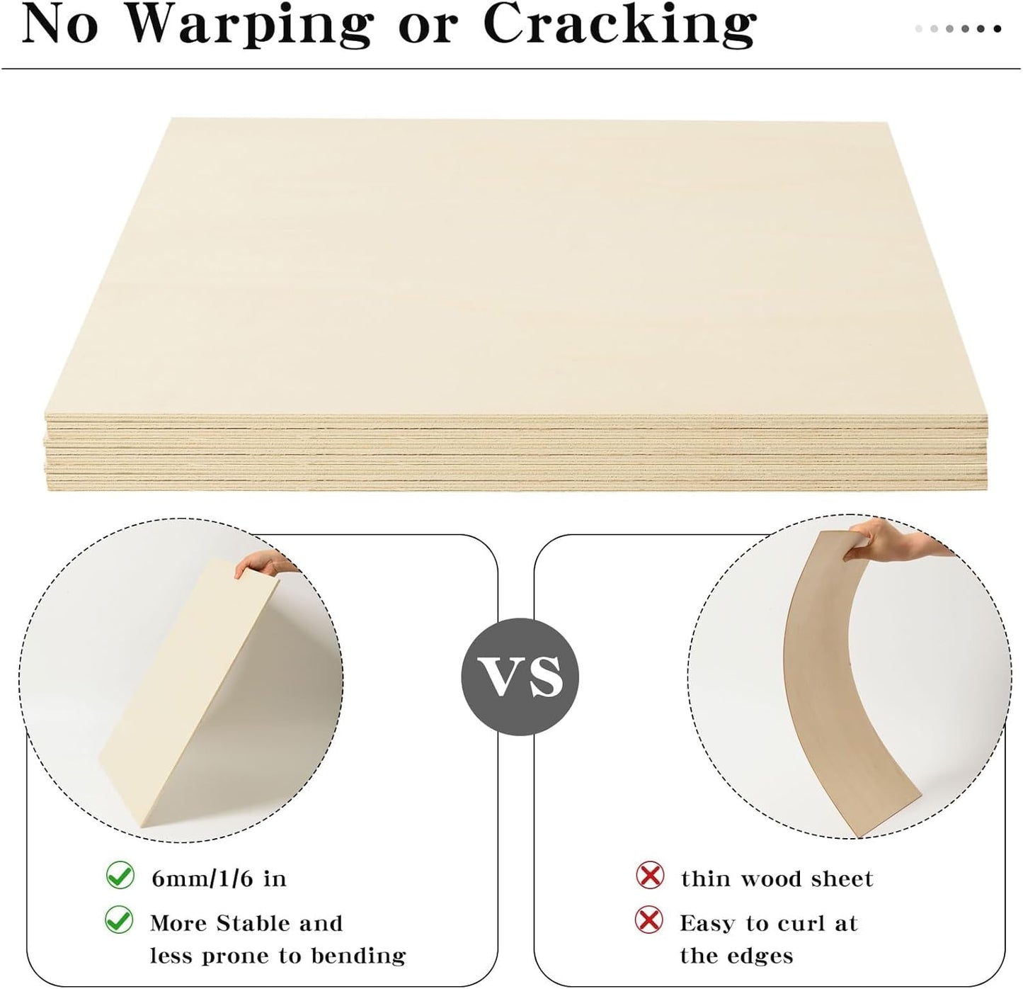 6 Pack 16 x 16 x 1/4 Inch-6mm Thick Basswood Sheets for Crafts Unfinished Plywood Sheets Boards Square Crafts Wood Sheets for DIY Laser Projects, Wood Burning, Engraving, Staining, Architectural Model