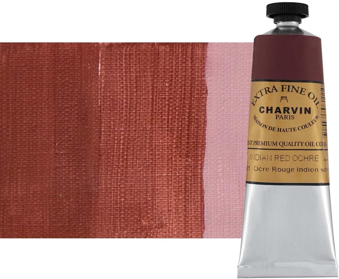 Charvin Extra Fine Oil Paint, Indian Red Ochre 60 mL - Triple-Milled, Rich Texture, Poppy Oil-Based, Light-Fast, Handmade, Archival Quality