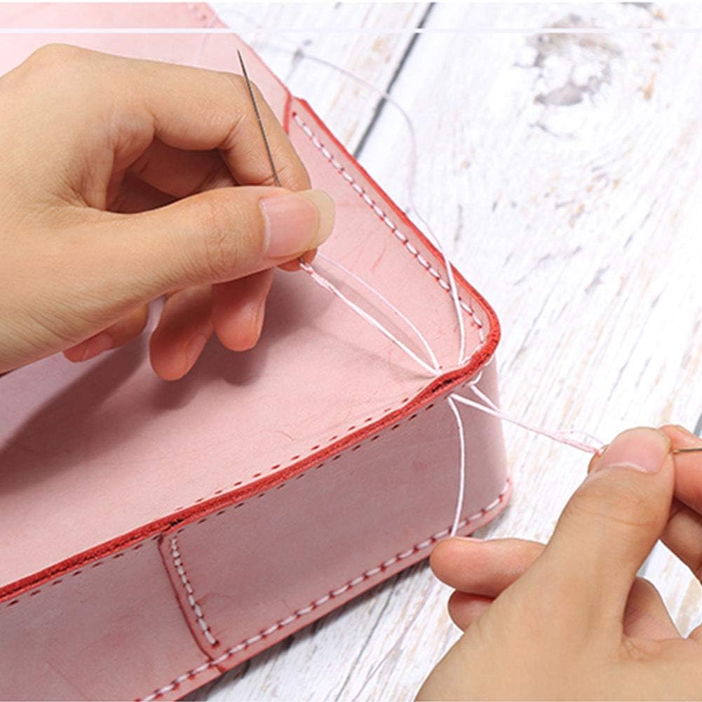 284 Yards Waxed Thread, 210D Heavy Duty Upholstery Wax Thread for Leather Sewing,0.8mm Flat Waxed Linen Cord for Bookbinding/Shoe Repairing/Leather Projects