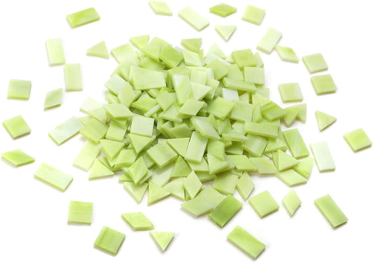 Lanyani 200 Mixed Color Glass Mosaic Tiles - 4 Shapes, Tiffany Stained Glass Pieces for Crafts, Chartreuse Green