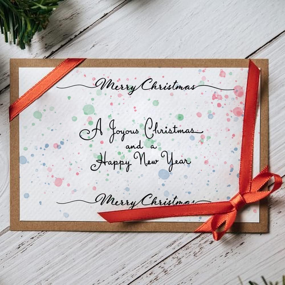 Merry Christmas Clear Stamps for Card Making and Photo Album Decorations, Happy New Year Words Winter Snowflake Frame Clear Rubber Stamps for Card Making Decoration and DIY Scrapbooking