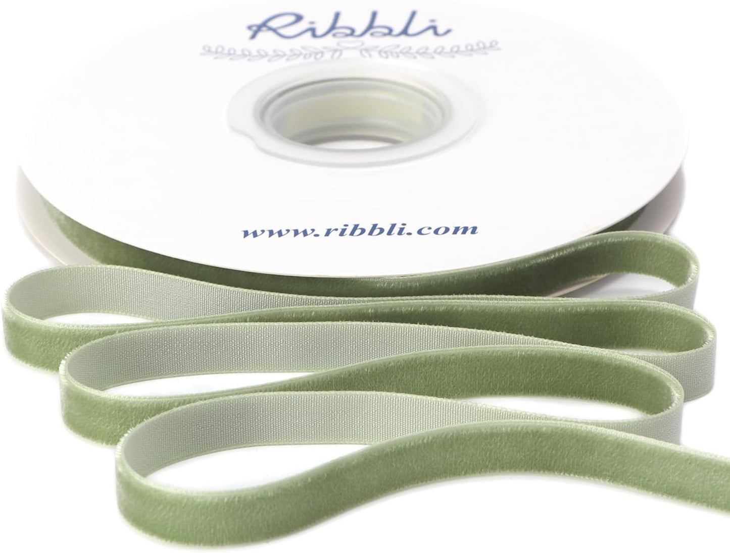 Ribbli Sage Green Velvet Ribbon 3/8 Inches Continuous10 Yard Spool Green Christmas Ribbon for Gift Wrapping Crafts Home Decor