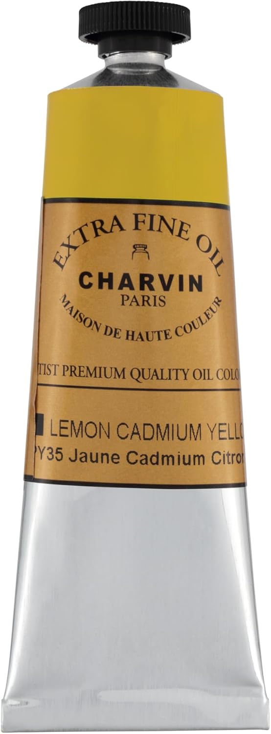 Charvin Extra Fine Oil Paint, Cadmium Yellow Lemon 60 mL - Triple-Milled, Rich Texture, Poppy Oil-Based, Light-Fast, Handmade, Archival Quality