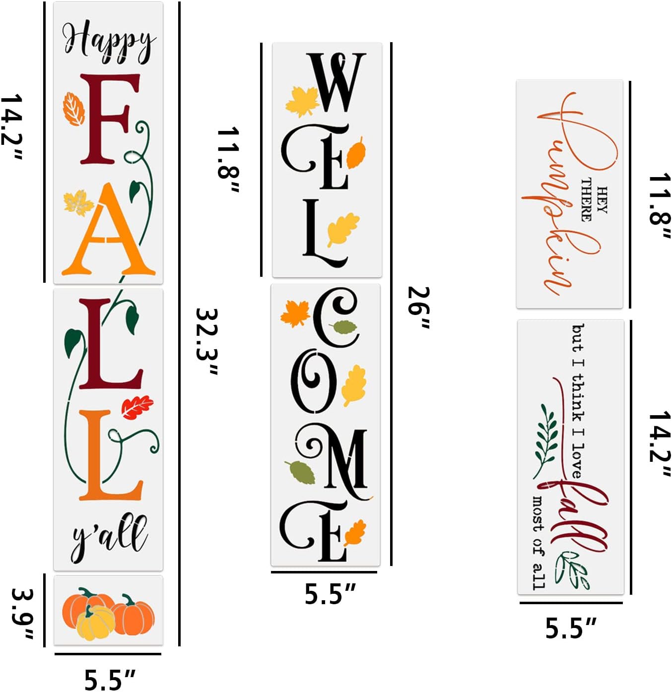 Fall Stencils for Painting on Wood Reusable Pumpkin Stencil Thanksgiving Drawing Templates Large Welcome/Happy Fall Y’All Porch Sign