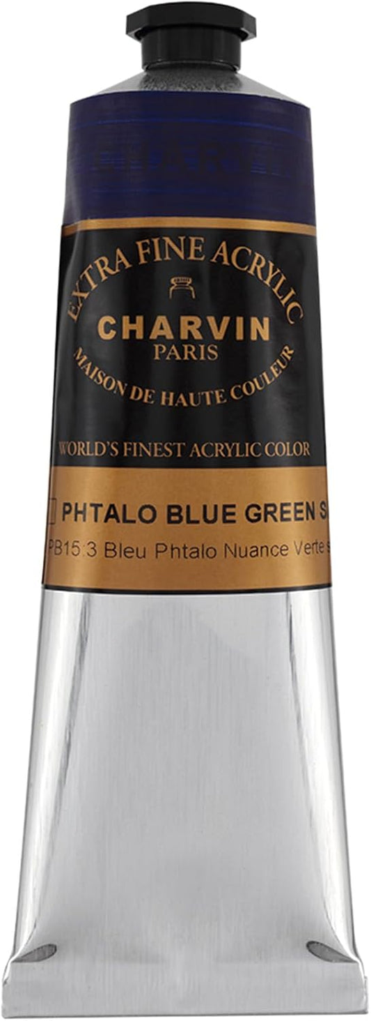 Charvin Extra Fine Professional Acrylic Paint - Phthalo Blue Red Shade, 60ml Tube, Triple-Milled, Lightfast Pigments, Open Stock Artist Acrylic Paints in Nature-Inspired Hues