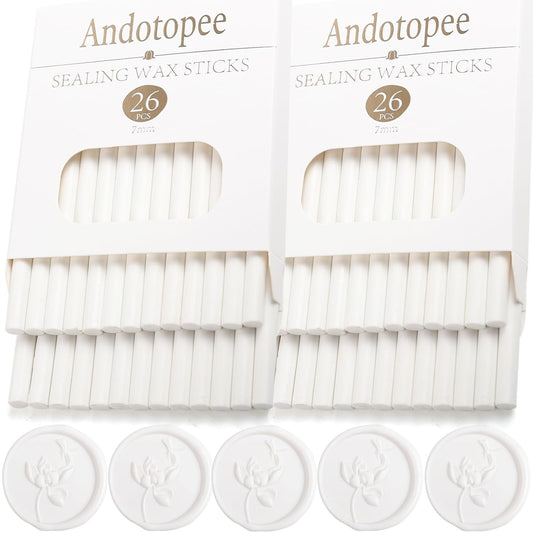 52pcs White Sealing Wax Sticks for Seal Stamp, Premium Glue Gun Sticks for Envelope Letter, Wedding Invitation Craft Adhesive, Great Gift Ideas (Mini Size)