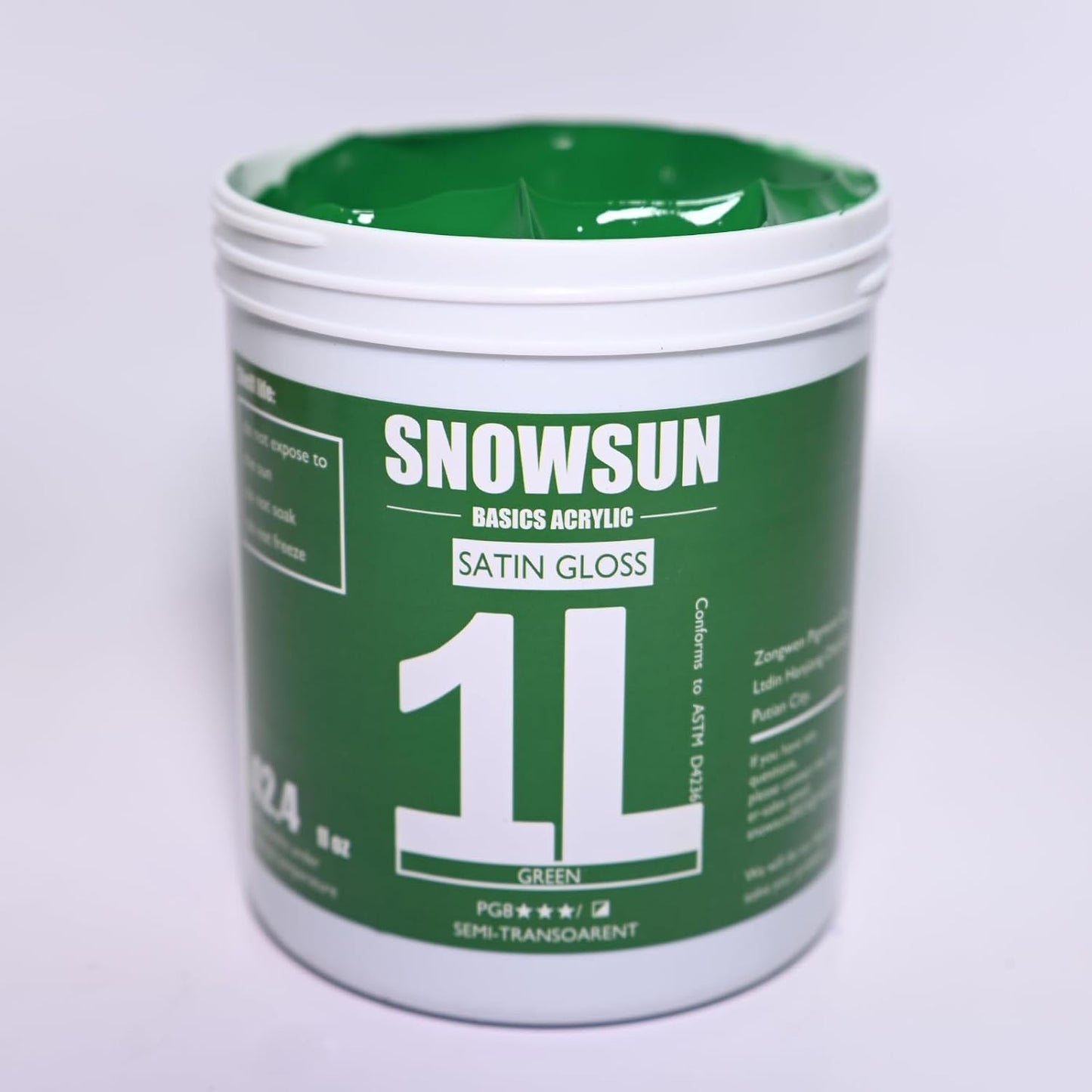 SNOWSUN Green Acrylic Paints, Large Bulk Heavy Body Acrylic Paint (42.4 oz, 1L) - Non Toxic Gloss Thick Art Paint for Multi-Surface, Ideal for Canvas Wood Ceramic Fabric and Leather, Stone Craft, for Artists & Beginners