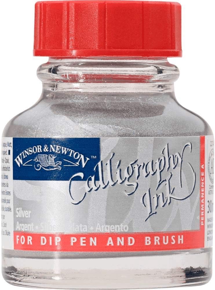 Winsor & Newton Calligraphy Ink, 30ml (1-oz) Bottle, Silver