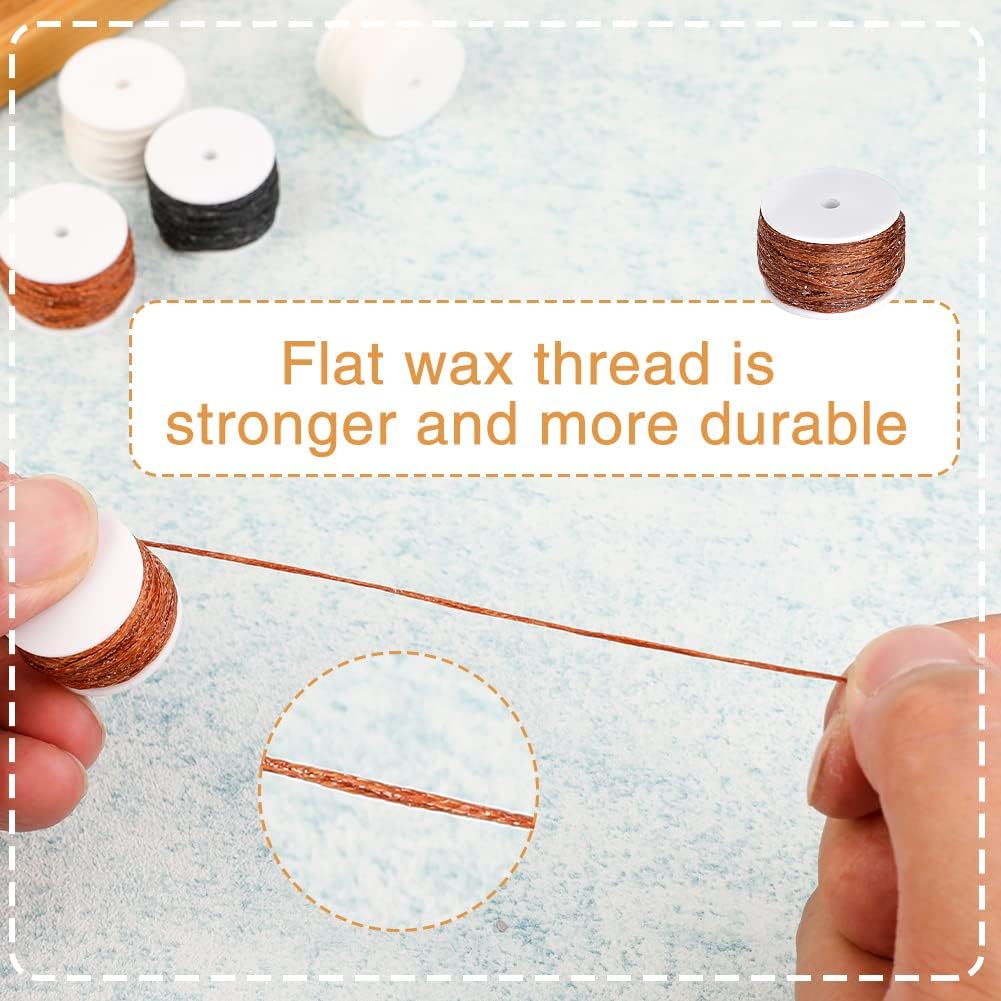 6 Pack Waxed Thread Leather Sewing Awl Replacement Spools, Repair Stitch Thread, Leather, Canvas Sewing Awl for All Stitching Tool, 3-Color