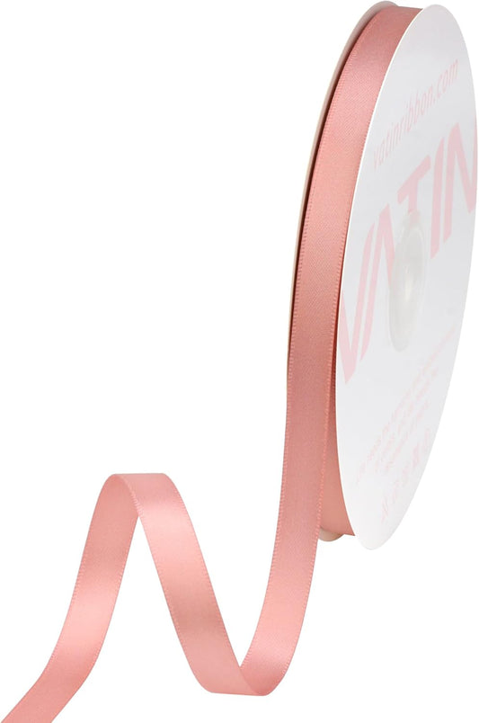 VATIN Double Face Rose Gold Satin Ribbon 3/8" Continuous 50 Yards,Gold Polyester Fabric Ribbon use for Bows Bouquet, Gift Wrapping, Floral Arrangement Wedding Decoration