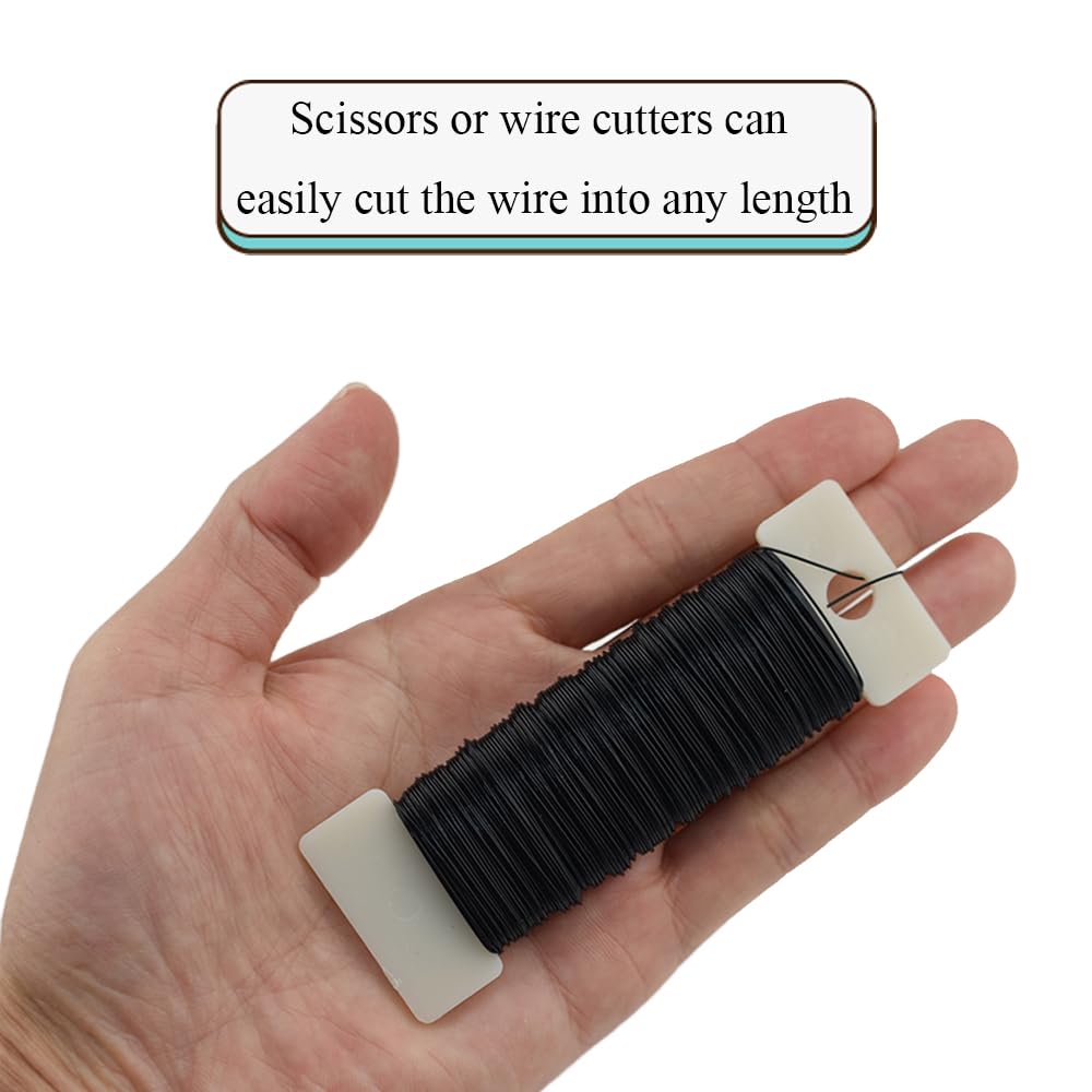 HAHIYO 26Gauge Black Metal Floral Wire - 3 Rolls, 115 Yards (345 Feet) - Flexible Paddle Wire for Craft, Christmas Wreath, Flower Arrangement, Bouquet Wrapping, Wedding, DIY