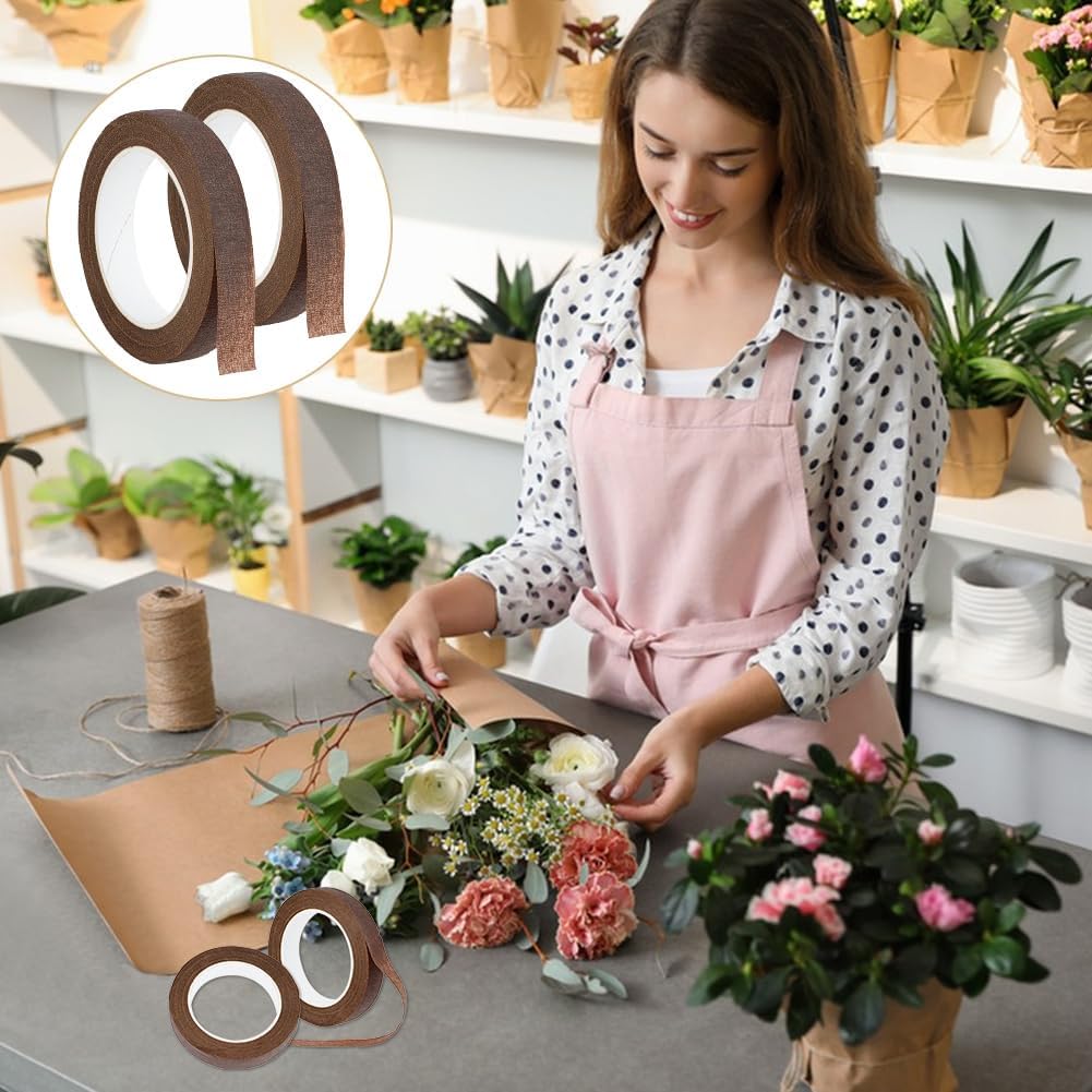 SONGZIMING Floral Arrangement Kit with Brown Floral Tape, 22 Gauge Floral Wire Stems, 26 Gauge Paddle Floral Wire and Floral Wire Cutter for Bouquets banquets, Artificial Flowers