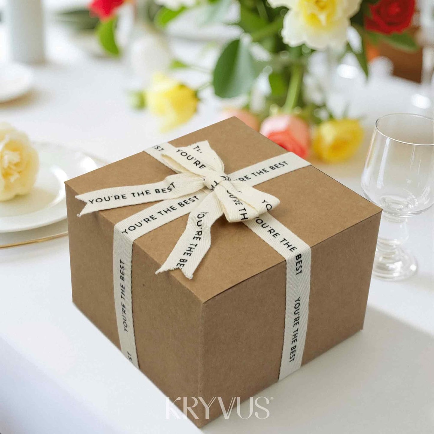 You're The Best Ribbon - 5/8 Inch x 12 Yards Natural Twill Tape Ribbon, Cotton Herringbone Ribbons for Gift Wrapping, Birthdays, Christmas, Anniversaries, Valentine's Day, Mother's Day