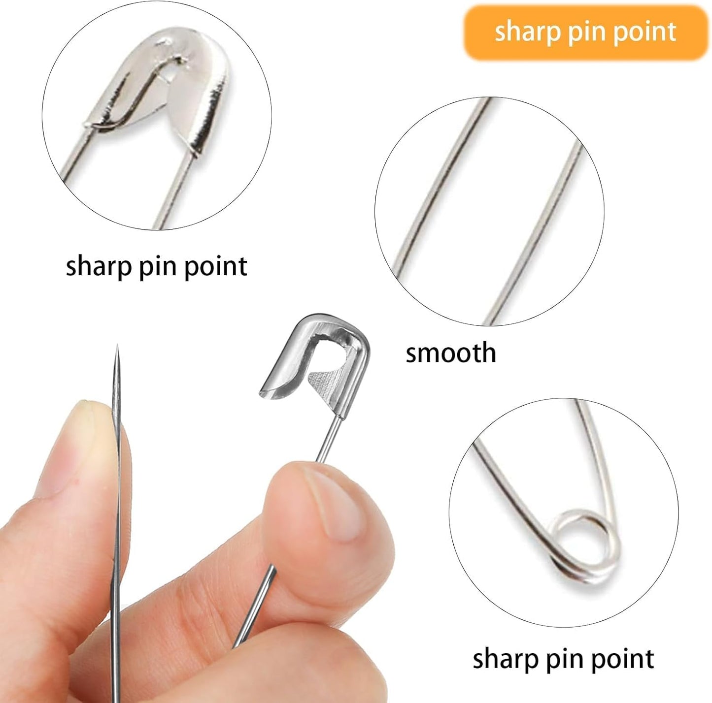 720 Pcs 3 Colors Safety Pins 4 Sizes Strong Safety Pins with Storage Box Assorted for Craft Sewing Art Clothes Jewelry Making(Gold, Black, Silver)