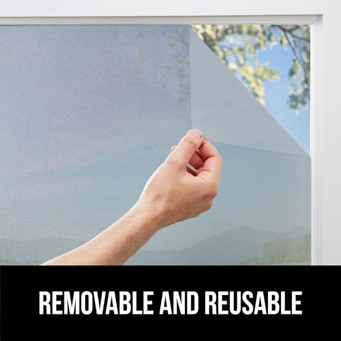 Gorilla Guard Window Privacy Film, Removable Two Way Sun Blocking, 35.4 x 78.7 Inch, Reusable No Residue Stickers, Strong Static Clings to Glass Windows, Decorative Bathroom Door Coverings, Frosted