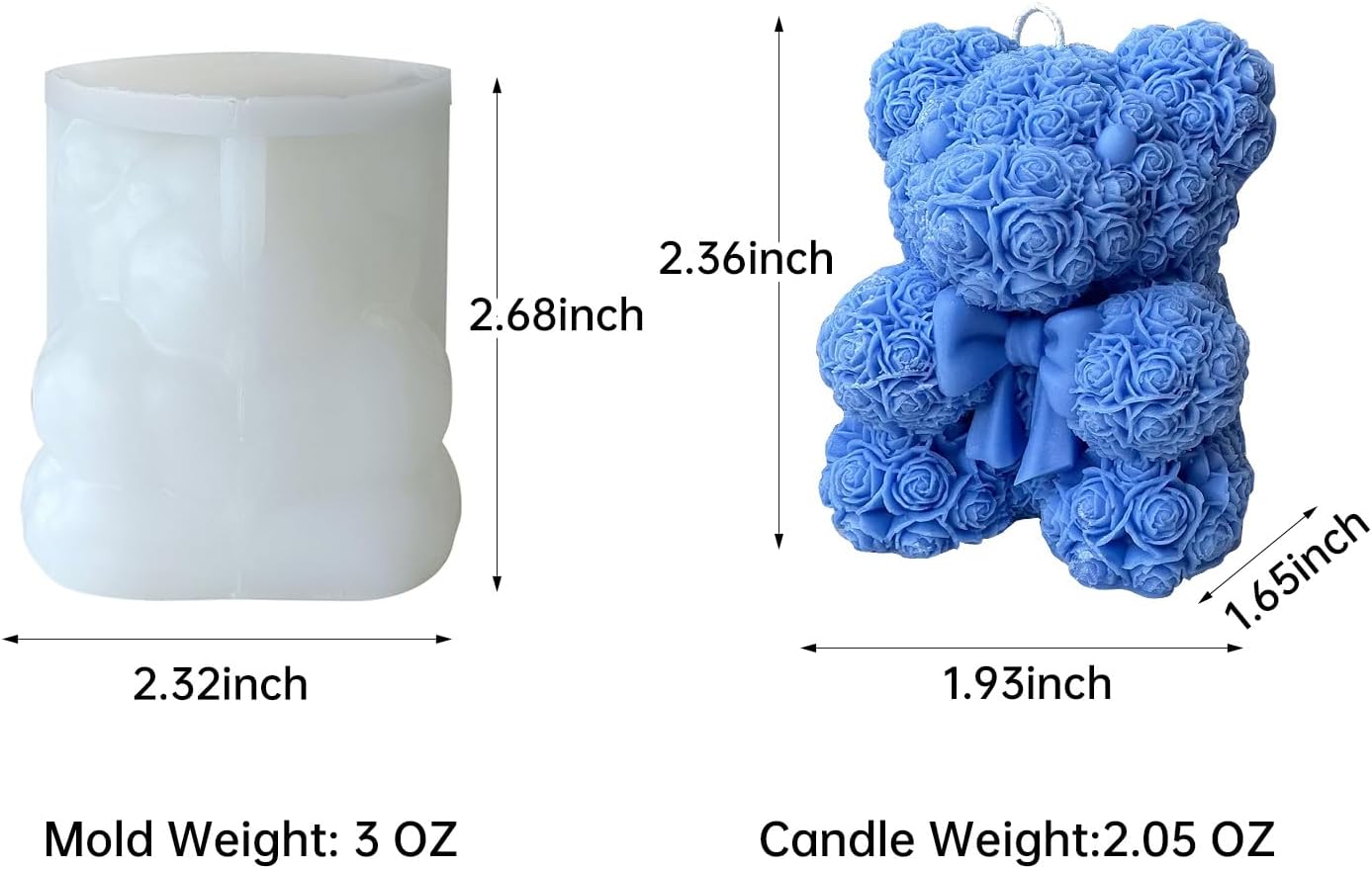 Bowtie Mini Rose Bear Candle Mold,Epoxy Resin Candle Making Molds, Silicone Candle Molds for DIY Candle,DIY Soap,Mother's Day Gifts,Birthday Gifts,Home Decor(Bow Tie Bear Mini)