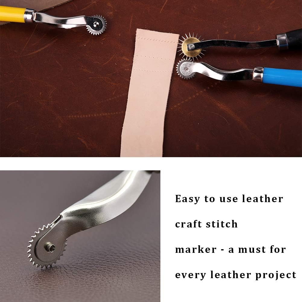 4 Pcs Tracing Wheel Sewing Tool with Packaging Bag, 2 Different Size Needle Point Tracing Wheel, Leather Paper Cloth Sewing Overstitch Wheel Tool