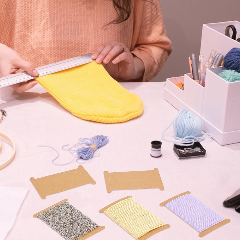 PH PandaHall 50pcs Ribbon Storage Organizer Cardboard Ribbon Spools Embroidery Floss Bibbon for Thread Holder Empty Yarn Bobbin for Cotton Thread Cross Stitch Craft DIY Sewing 5x3.5 Inch