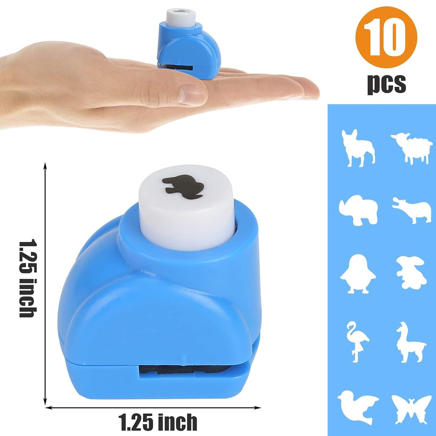 LOVEINUSA 10 PCS Land Animal Shaped Craft Hole Punch Set for DIY Crafting, Scrapbooking, Tissue Paper for Gift Bags, Wrapping Paper and Festival Wrapping Crafts, Birthday Confetti Maker Projects