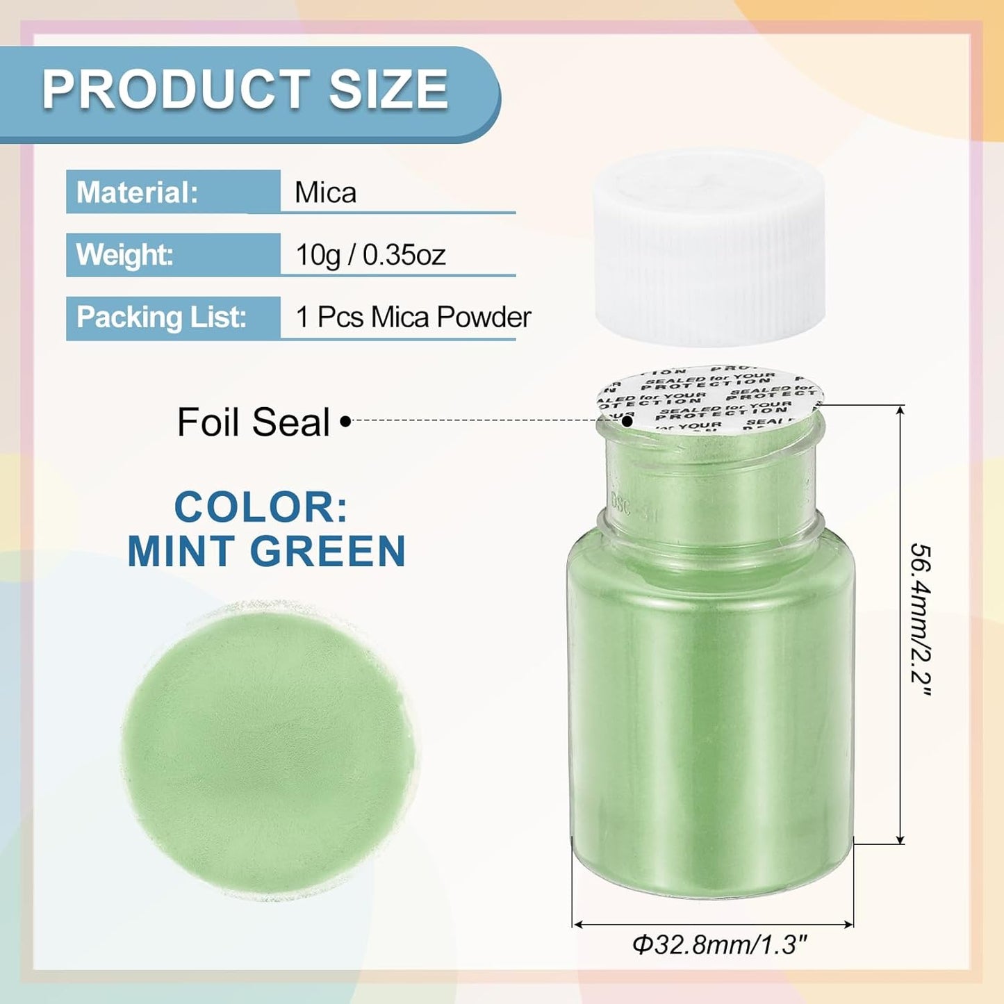 uxcell 10g/0.35oz Cosmetic Grade Mica Powder, 600 Mesh Mica Powder Natural Resin Epoxy Pigment Powders for Casting Resin, Candle Dye, DIY Nail Polish and Lip Gloss, Mint Green