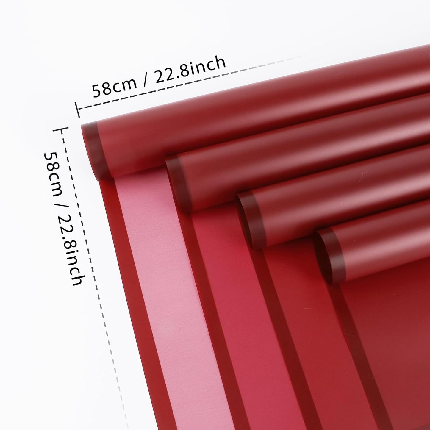 FUHITIM 20 Sheets Flower Wrapping Paper - Waterproof Floral Bouquet Packaging Paper for DIY Crafts，Florist Supplies Packaging Paper for Wedding Birthday Gift (Translucent Wine Red)