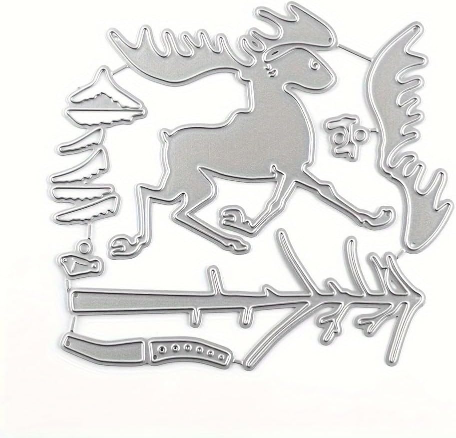 Lapoo Festivals Metal Cutting Die for Scrapbooking - Durable, Cut Stencils for DIY Scrapbook Photo Album Decorative Paper Card, Card Making Supplies, Embossing (Deer and The Tree 4.6 x 4.3 in)