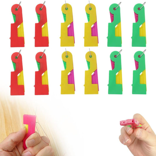 Automatic Needle Threader,2024 New Plastic Needle Threaders,Used to Quickly Thread The Thread Into The Needle Hole, Suitable for The Elderly and Those Who Like to Do Needlework(Random Color) (12 PCS)