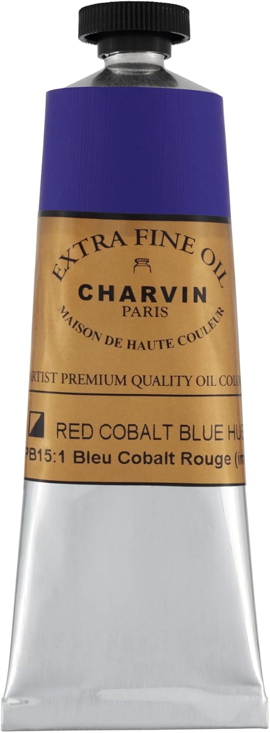 Charvin Extra Fine Oil Paint, Cobalt Blue Reddish Hue 60 mL - Triple-Milled, Rich Texture, Poppy Oil-Based, Light-Fast, Handmade, Archival Quality