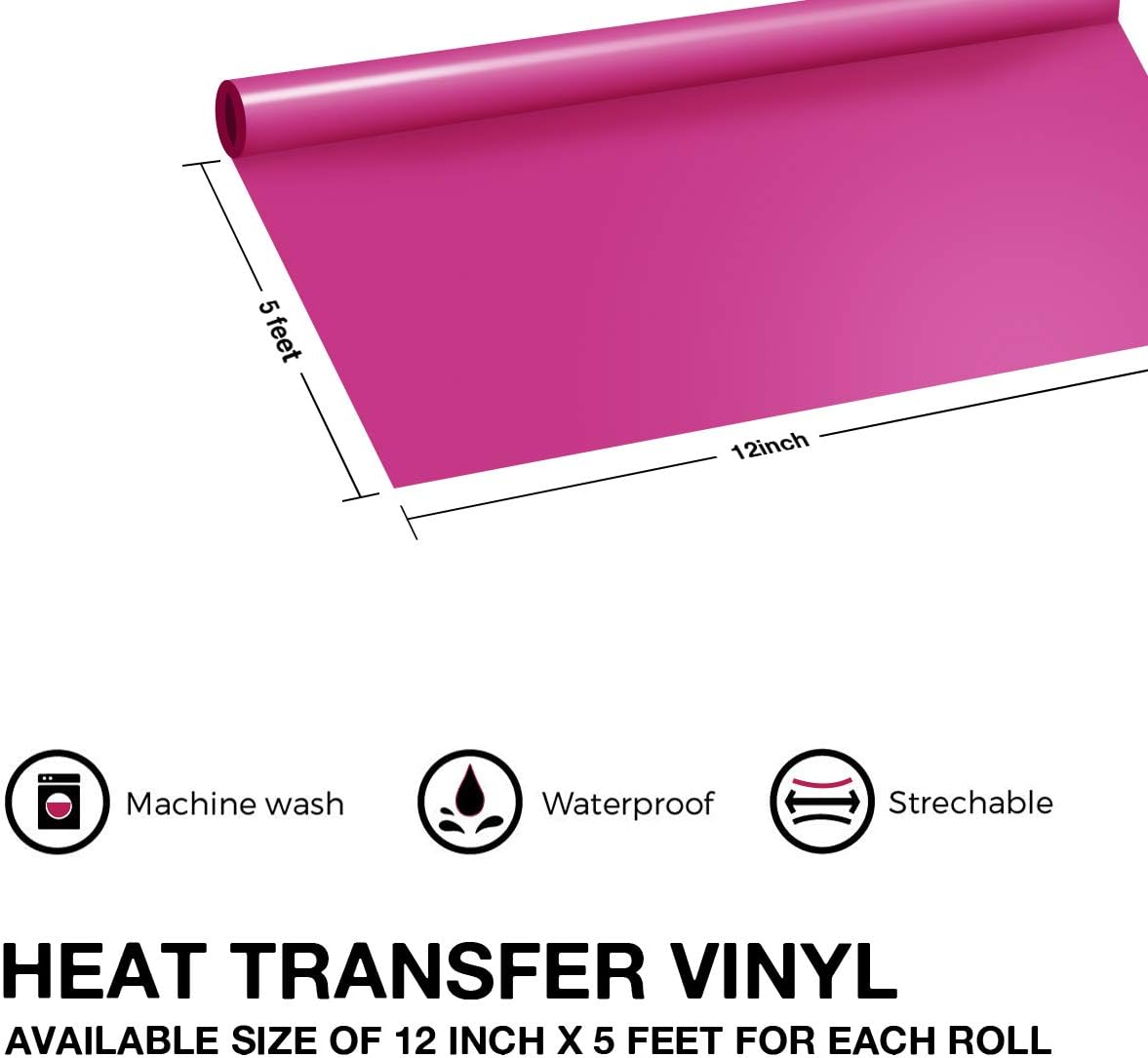 JANDJPACKAGING HTV Heat Transfer Vinyl Bundle - 12" x 5ft HTV Vinyl Rolls for All Cutting Machines 12Pack Assorted Colors Iron on Vinyl Bundle