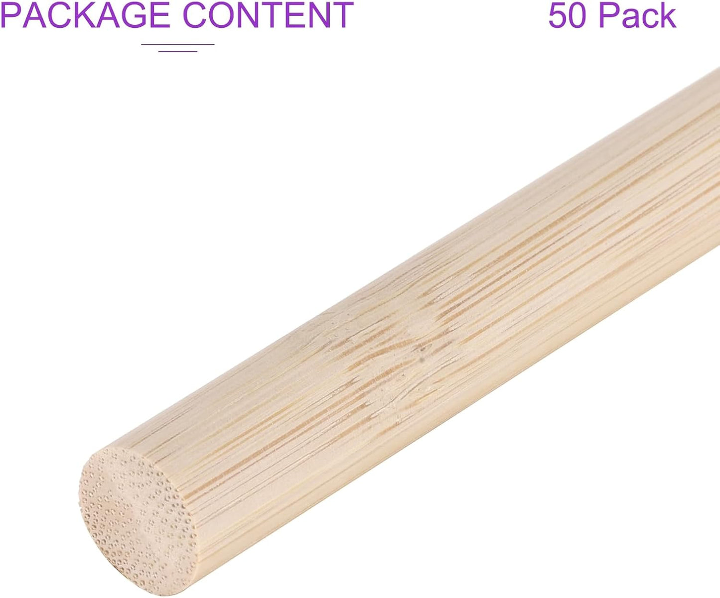 DMiotech 50 Pack 15/32" x 18" Wooden Dowel Rods Unfinished Natural Sticks Wood Craft Sticks for Home Decor Projects and Making DIY Craft,Wood Color