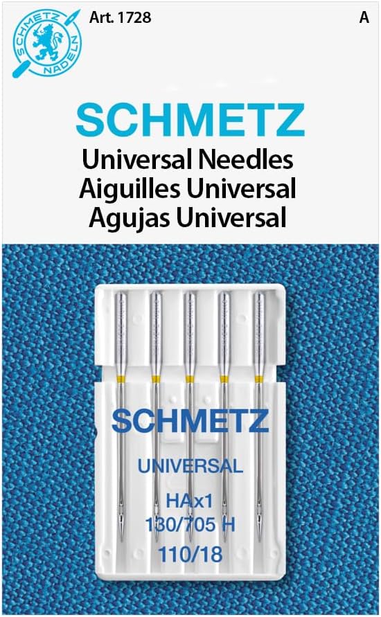 SCHMETZ Universal Sewing Machine Needles - Size 110/18, 5-Needle Cards, Pack of 1