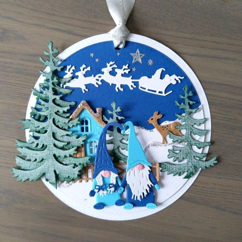 Metal Cutting Dies DIY Embossing Stencil Template Scrapbooking Card Making Mold Photo Album Arts Crafts Tools (Christmas Doll Set-6.3x8cm)