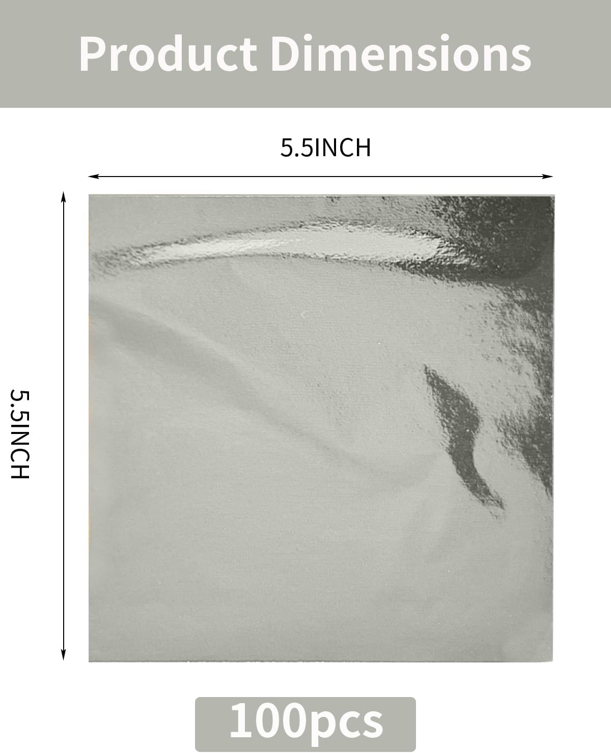 Luckymica Gold Leaf Sheets, 100 Pcs Adequate Gold Foil Sheets for Arts, Crafts, Decoration, Gilding, Paints, DIY, 5.5" x 5.5", Silver