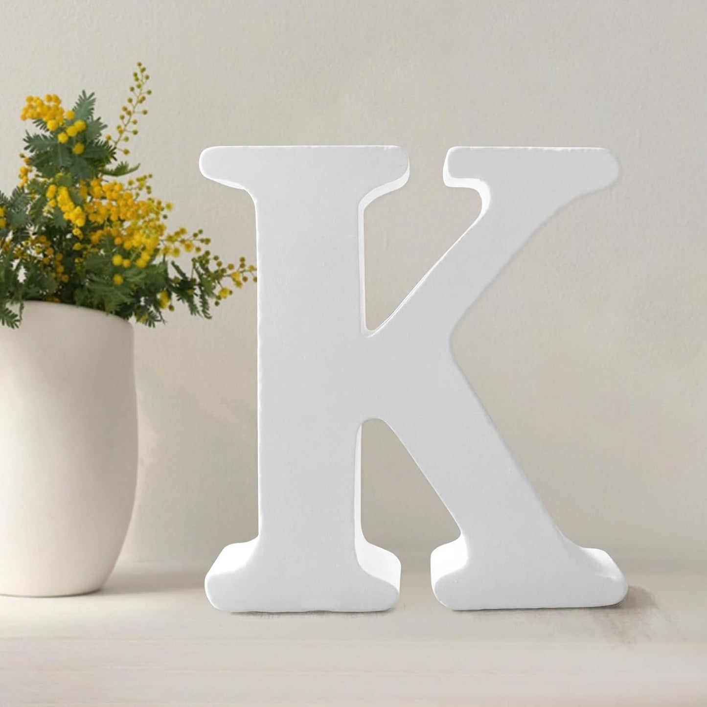Wood Letters 4.3 Inch, White Unfinished Wood Letters for Graft, Wooden Letters for Wall Decor, Standing Letters for Bedroom, Home, Birthday, Party, DIY Graft (K)