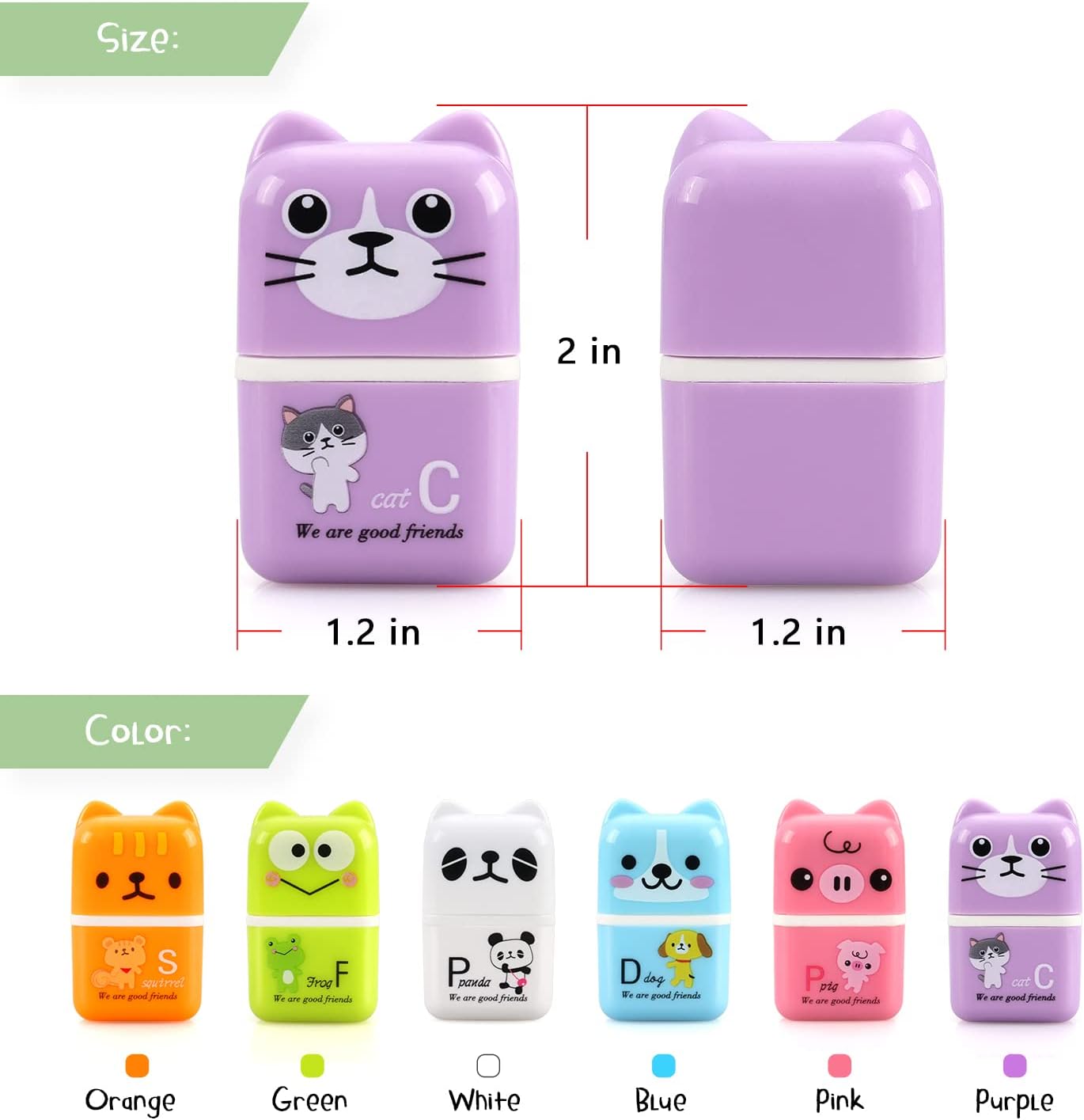 Tamaki 6 Pack Erasers for Kids, Cute Erasers with Cover and Roller, Pencil Rubber Eraser for Party Favors Gift Supplies (Model B)