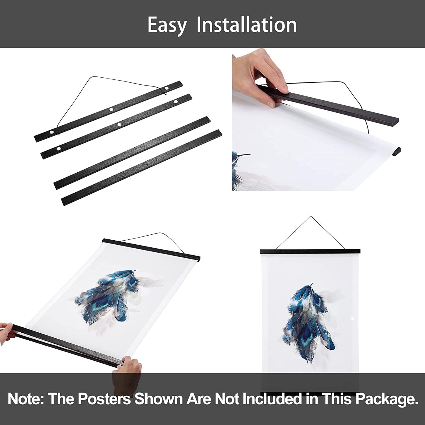 WITCOLOR Magnetic Poster Hanger Frame 28x22 28x20 28x40 Poster Frame 28 Inch Wide 1 Pack Magnetic Hanging Frame Black Wood 28" Wide Magnetic Poster Hanger Picture Frame