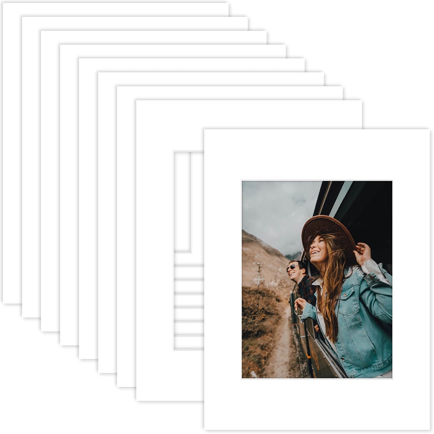 MBC Mat Board Center, 10 Pack 12x16 for 8.5x11 White Picture Mats Frame Mattes, Bevel Cut, Acid Free, 4-ply Thickness