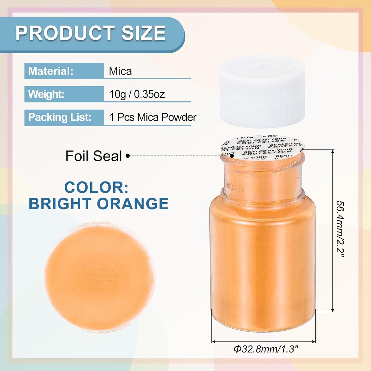 uxcell 10g/0.35oz Cosmetic Grade Mica Powder, 600 Mesh Mica Powder Natural Resin Epoxy Pigment Powders for Casting Resin, Candle Dye, DIY Nail Polish and Lip Gloss, Bright Orange