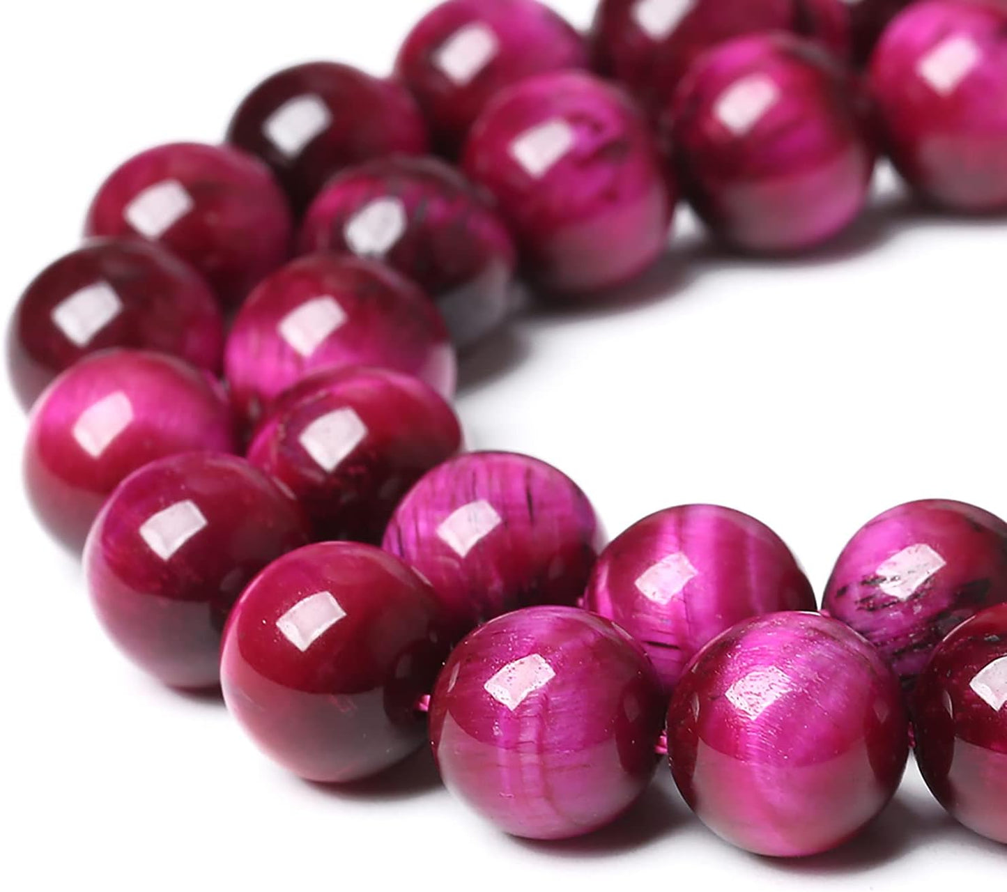 90PCS 8mm Rose Red Tiger Eye Gemstone Loose Beads Natural Round Loose Stone Beads for Jewelry Making DIY Bracelet Necklace Earrings 2 Strand 32"
