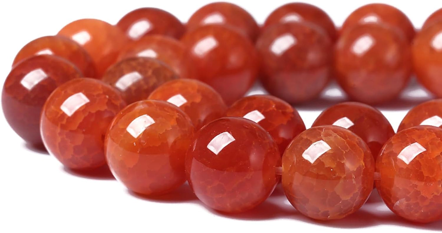 6mm 60pcs Natural Red Dragon Vein Agate Stone Beads for Jewelry Making Energy Healing Round Beads DIY Bracelet Necklace Accessories 15" (6mm, Red Dragon Vein Agate)