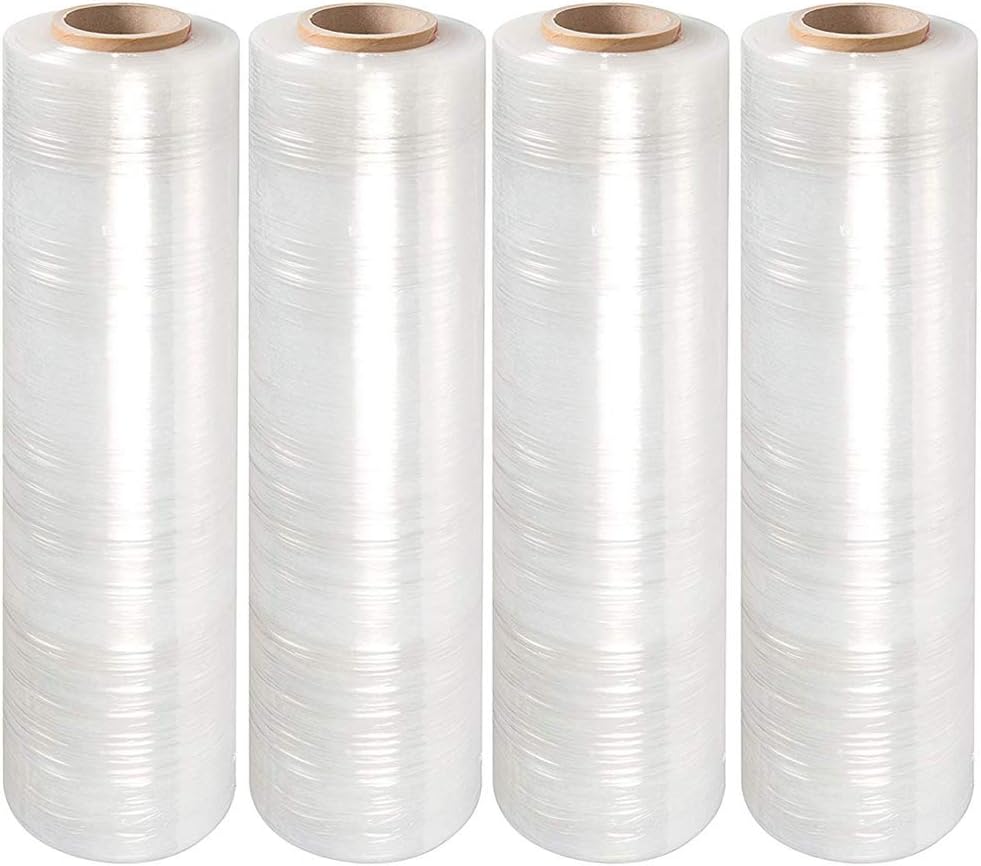 PackageZoom 8 Rolls 15" x 1500 Ft Stretch Wrap Heavy Duty, 55 Gauge High Performance Stretch Film Replaces 80 Gauge Low Films, Clear Hand Stretch Wrap