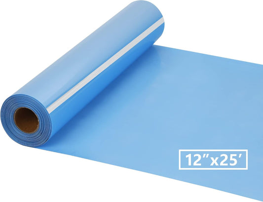 HTV Iron on Vinyl 12Inch by 25ft Roll Heat Transfer Vinyl for T-Shirt HTV Vinyl Rolls for All Cutter Machine - Easy to Cut & Weed for Heat Transfer Design (25ft, Sky Blue)