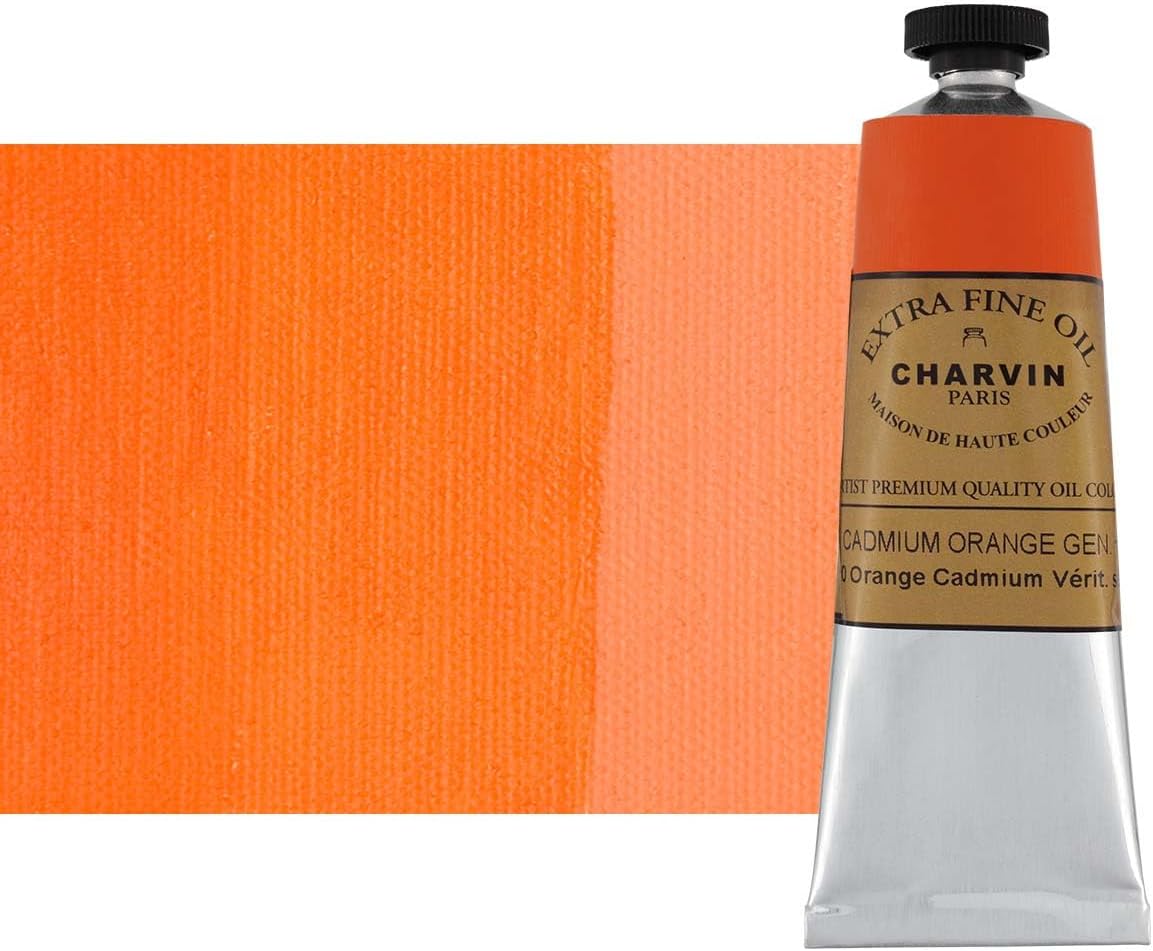 Charvin Extra Fine Oil Paint, Cadmium Scarlet 60 mL - Triple-Milled, Rich Texture, Poppy Oil-Based, Light-Fast, Handmade, Archival Quality